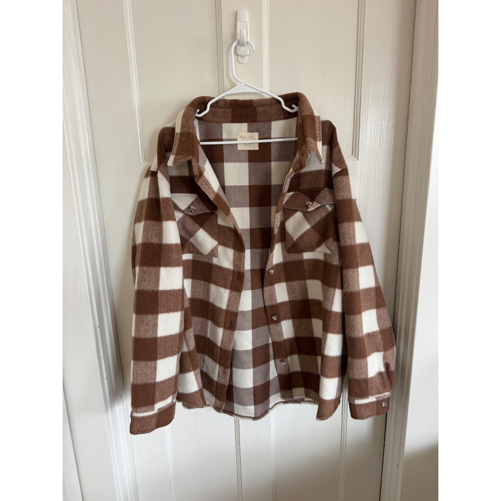 Rylee & Cru brown plaid jacket size xl